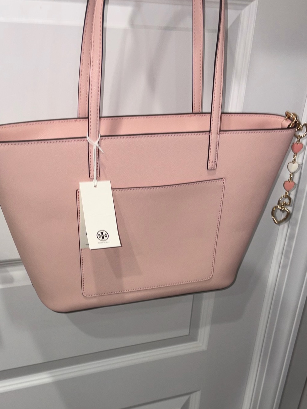 Tory Burch Light Pink Saffiano Emerson Tote Bag ON SALE - Picture 8 of 10